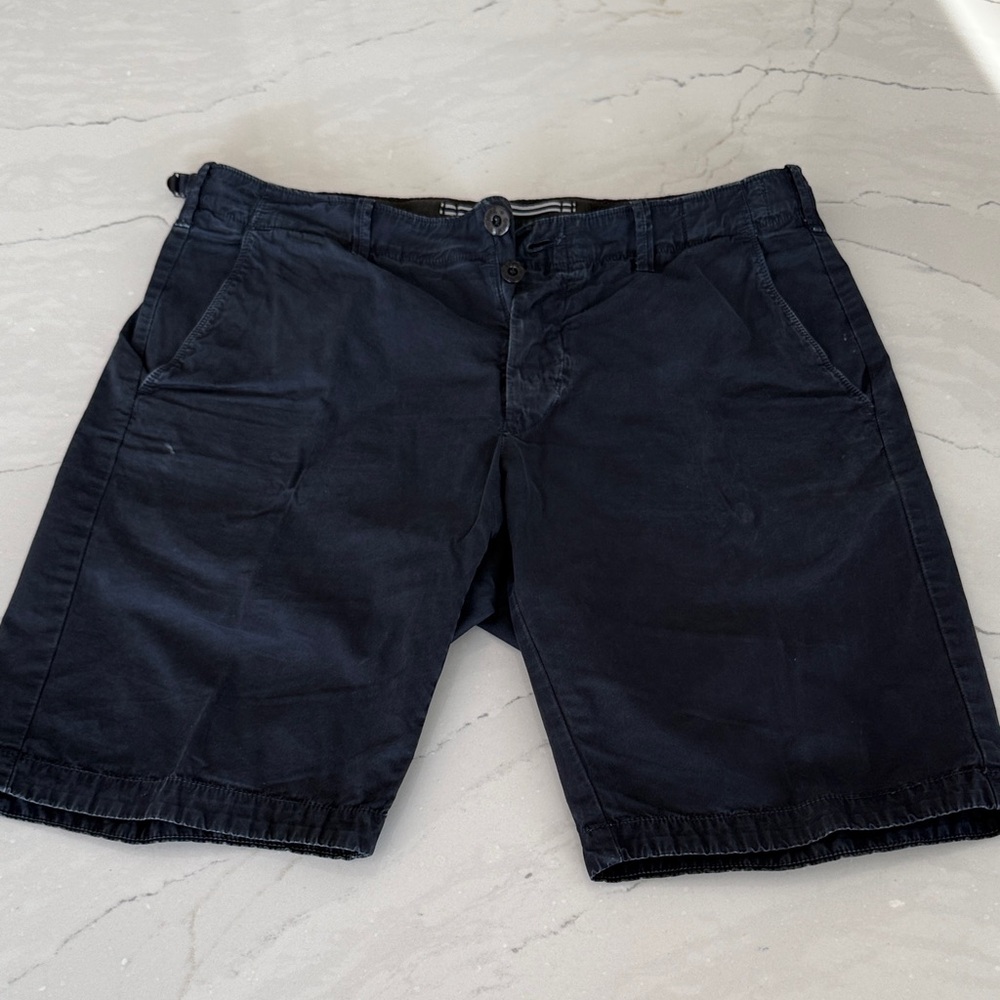 Stone Island Mens Washed Navy Blue Shorts